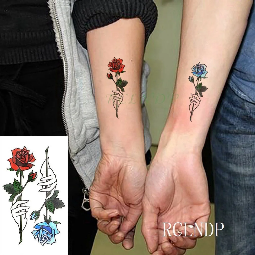 Water Transfer Tattoo cute lavender green red flowers Leavesl tatoo Waterproof Temporary fake Tatto for adults kid 10.5*6cm