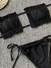 Sexy Fold Hollow Bikini Swimsuit