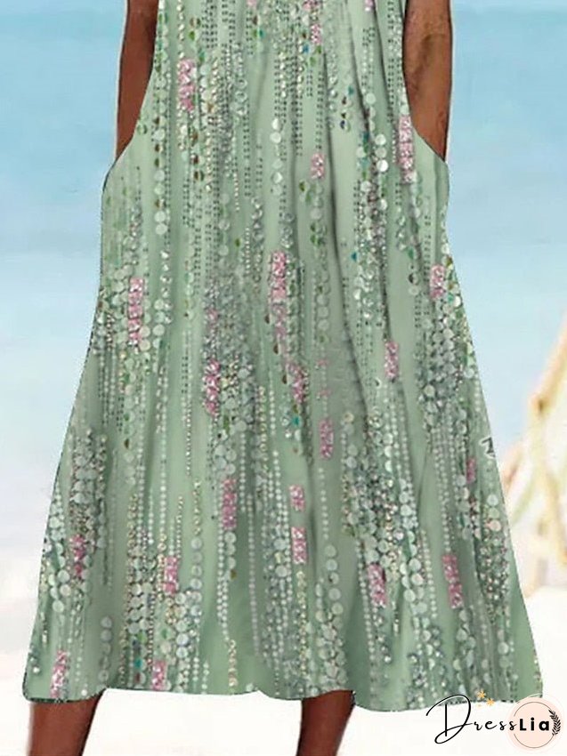 Women's Casual Dress Tank Dress Summer Dress Graphic Floral Ruched Pocket Crew Neck Midi Dress Fashion Modern Outdoor