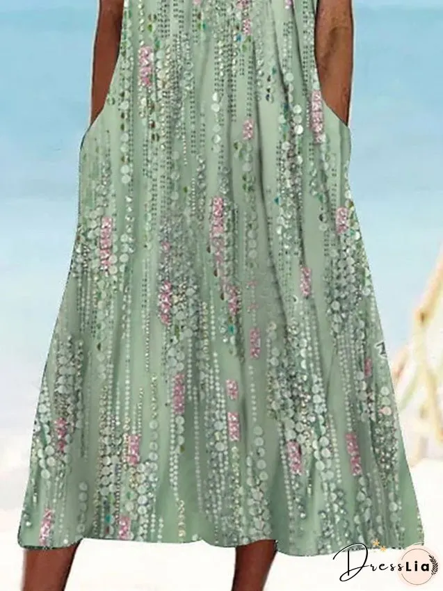 Women's Casual Dress Tank Dress Summer Dress Graphic Floral Ruched Pocket Crew Neck Midi Dress Fashion Modern Outdoor