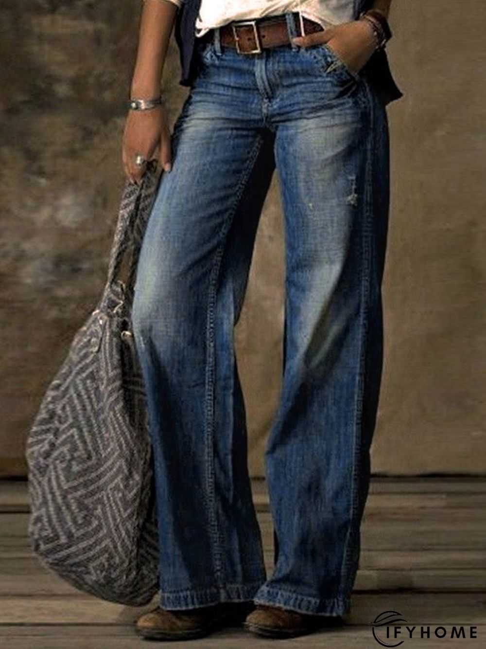 Denim Casual Loose Plain Jeans | IFYHOME