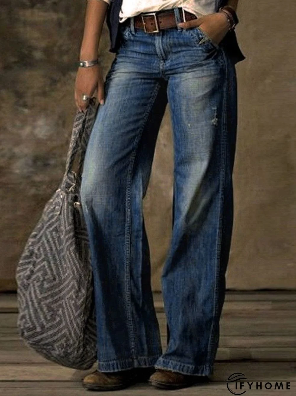 Denim Casual Loose Plain Jeans | IFYHOME