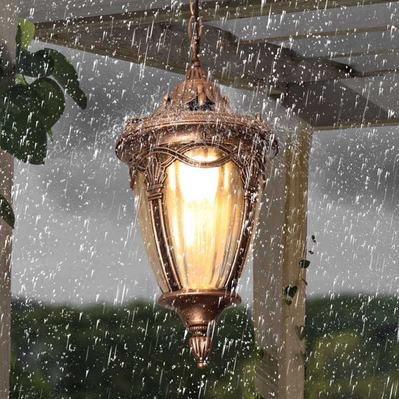 Retro Maple Pattern Outdoor Waterproof Garden Pendant Light