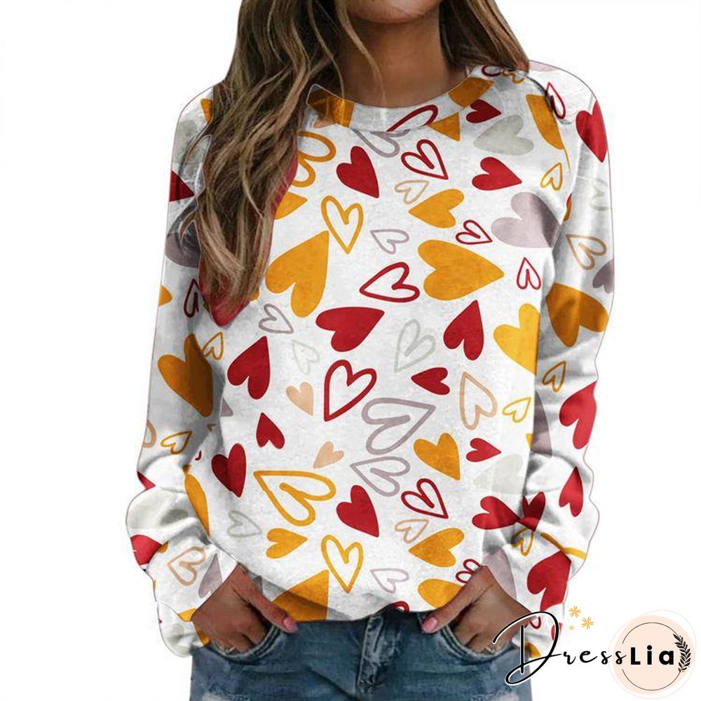 Women Leisure Heart Pattern Top