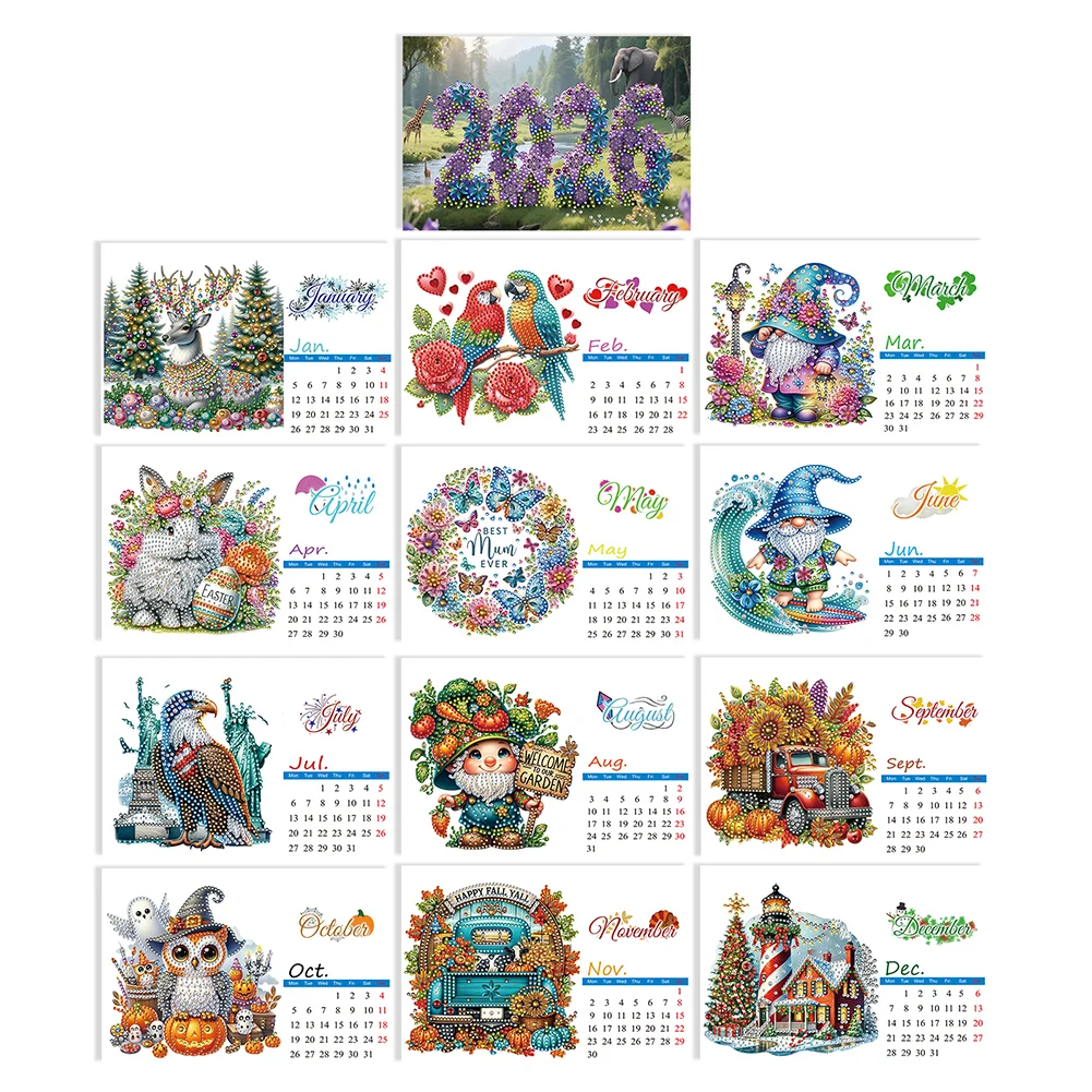 5D/DIY Calendar Crystal Painting Desk Calendars Kit Diamond Painting Calendar