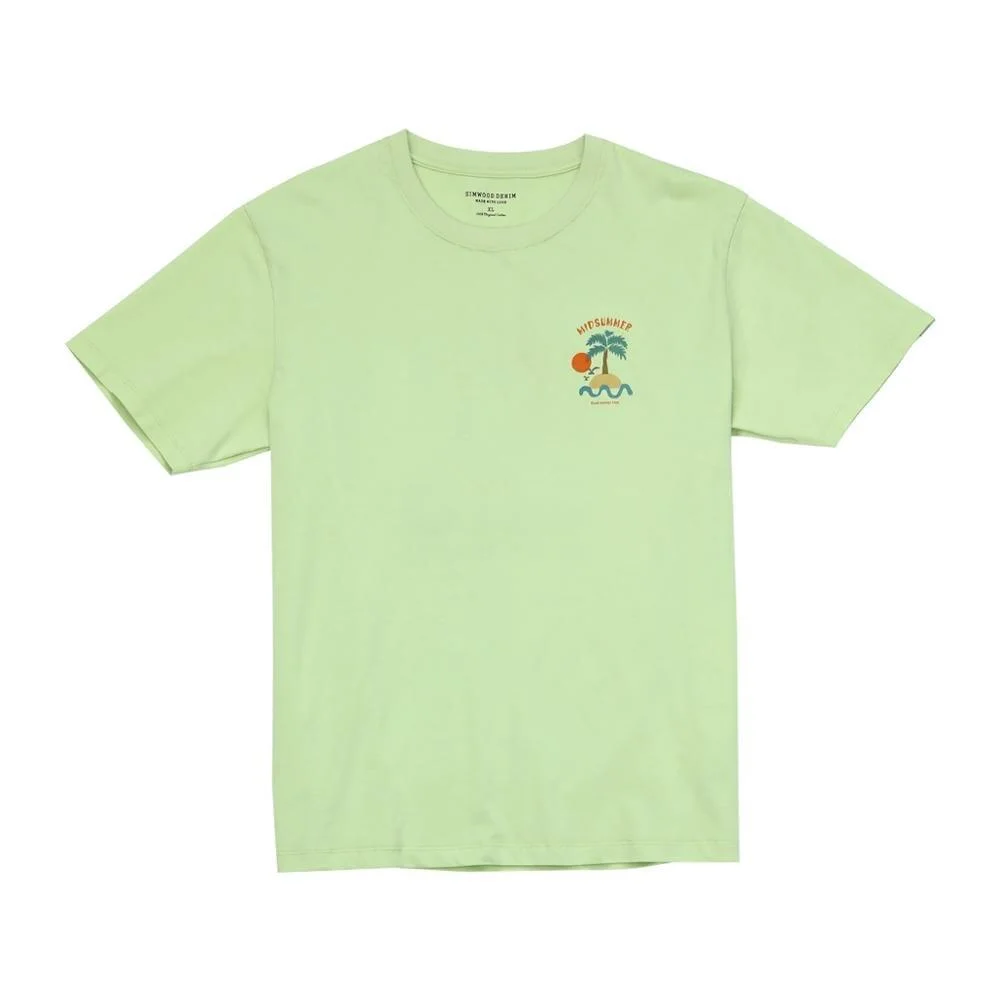 SIMWOOD 2021 summer new coconut palm print t-shirt men fashion holiday vacation thin breathable 100% cotton tees plus size tshir