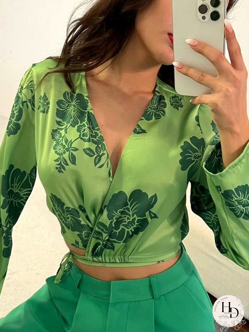 Womens summer autumn shorts outfits ladies cross neck long sleeve blouse tops solid