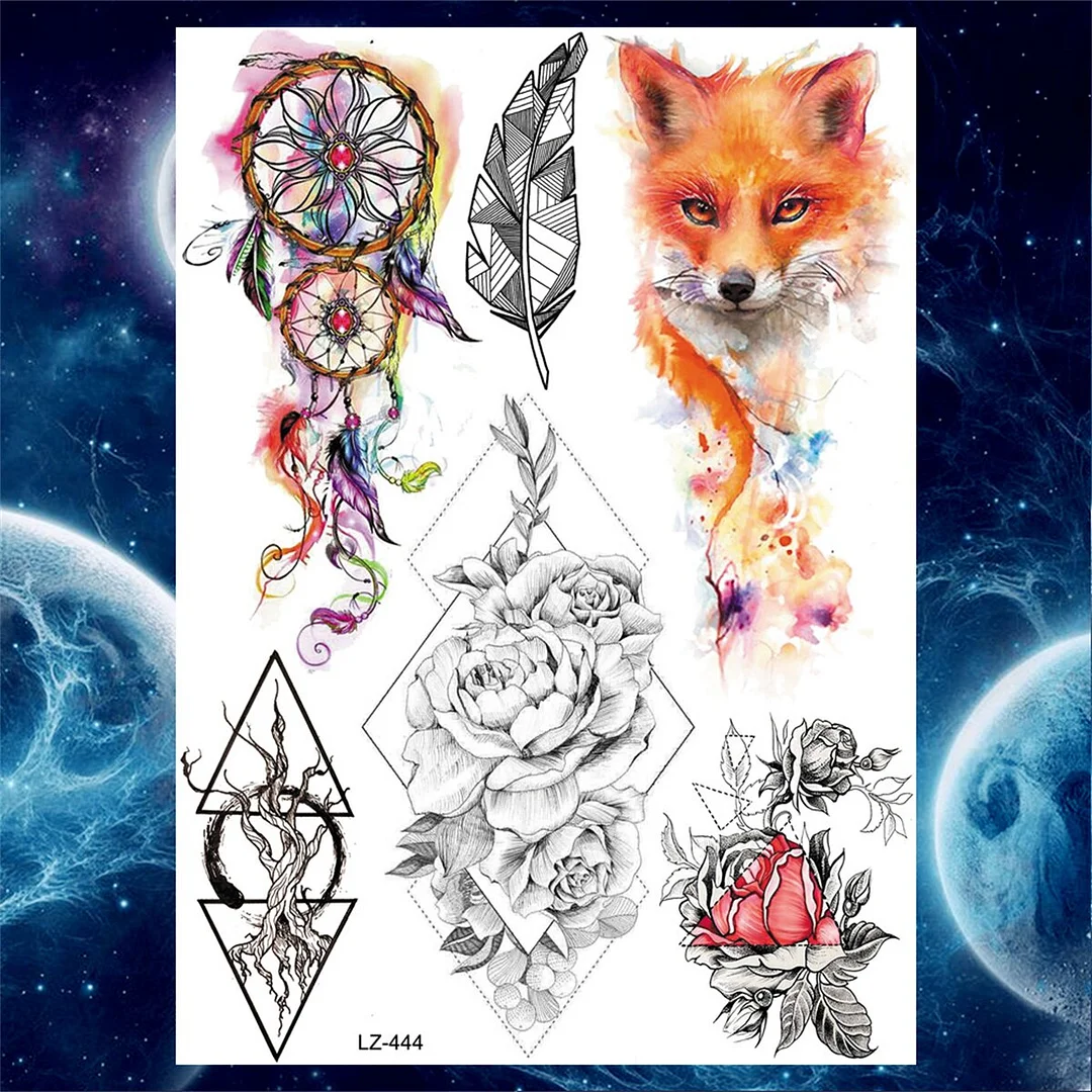 Gangster Skeleton Temporary Tattoos For Women Men Adult Evil Demon Tattoos Sticker Fake Flower Black Death Skull 3D Tatoos Paper