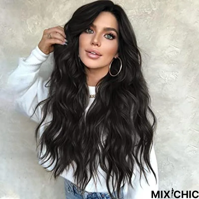 Long Curly Hair Front Lace Wig Female Hair Wigs Chemical Fiber Wig Headgear