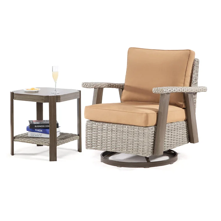 Joyside Ergonomic Structure Patio Chair with Side Table Set, 2-Piece