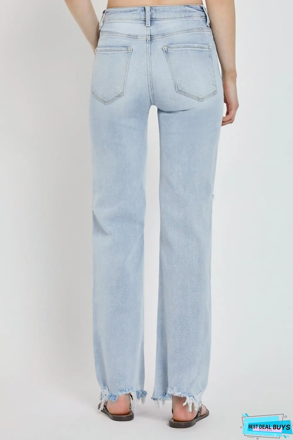 RISEN Full Size High Rise Distressed Wide Leg Jeans