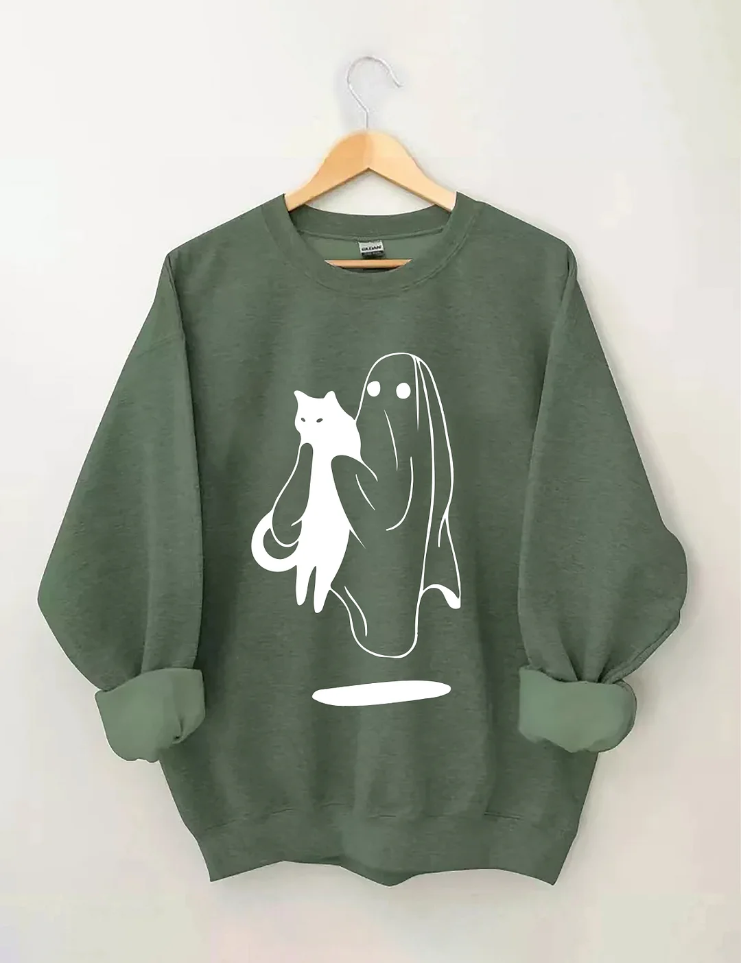 Ghost Carrying Black Cat Halloween Sweatshirt