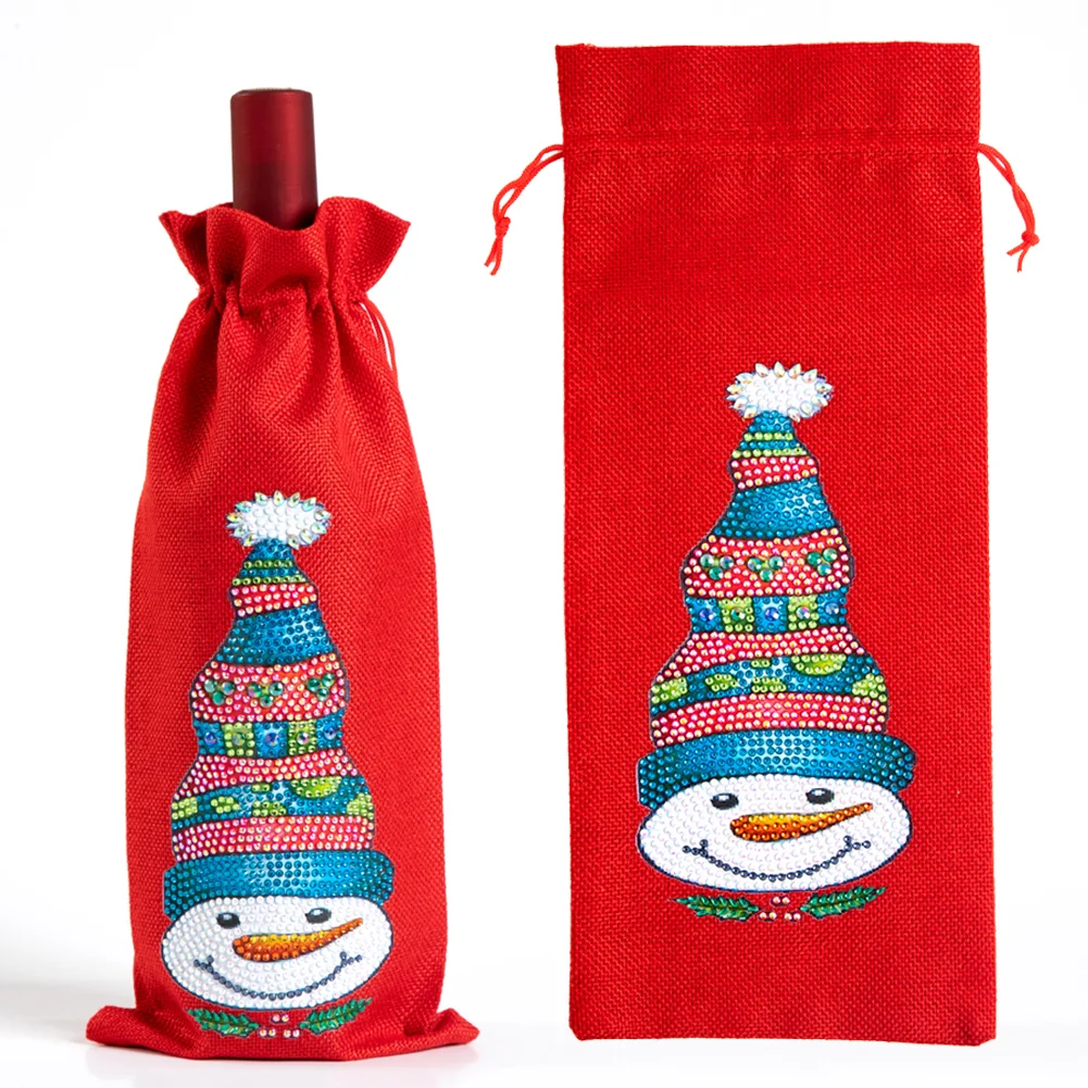 Christmas Special Shape Diamond Painting Wine Bottle Cover Set for Table Decor