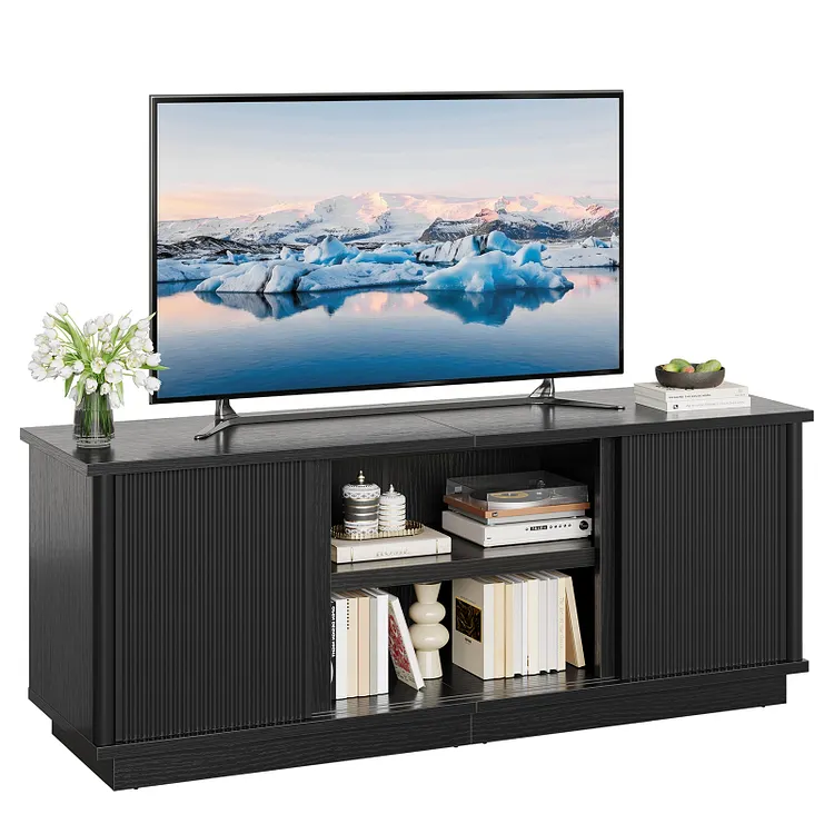 Bestier TV Stand for TVs up to 70", Modern Entertainment Center with Sliding Door Media Console Table for Living Room