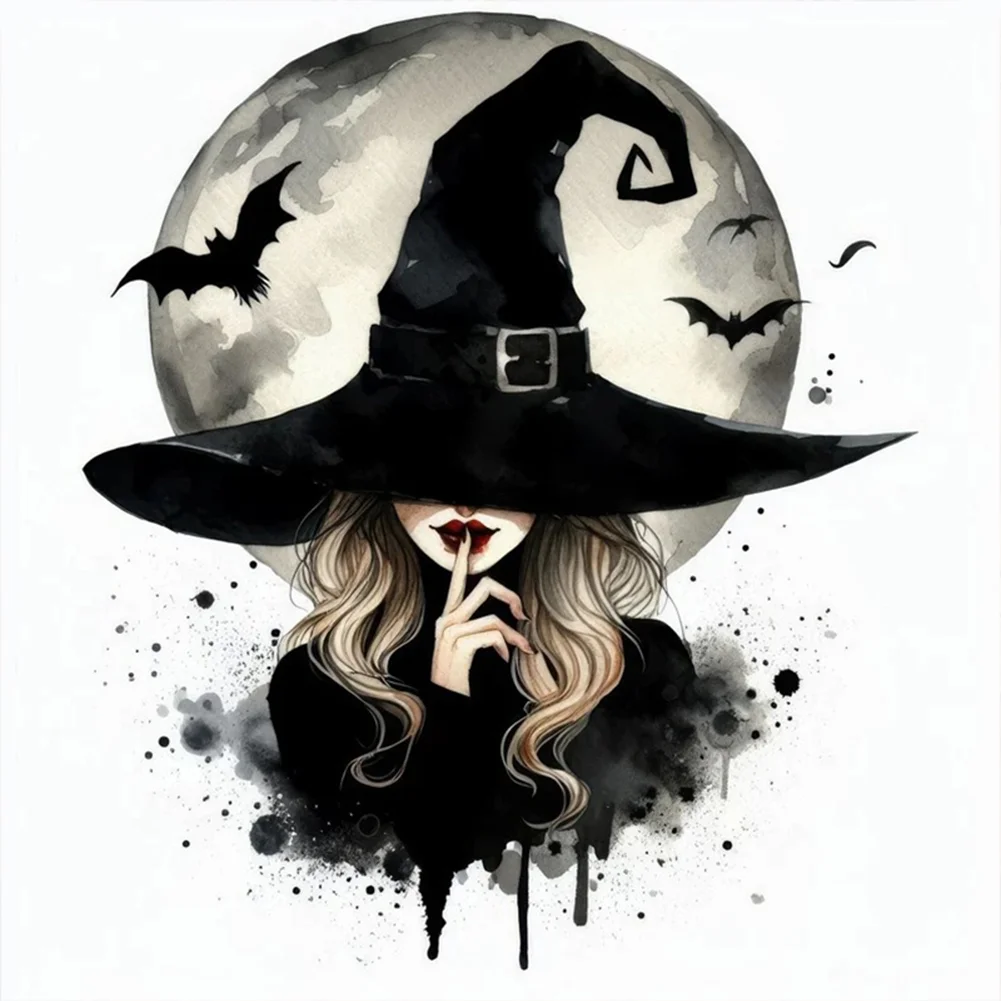 11CT Full Stamped Cross Stitch - Moon Witch(Canvas|40*40CM)