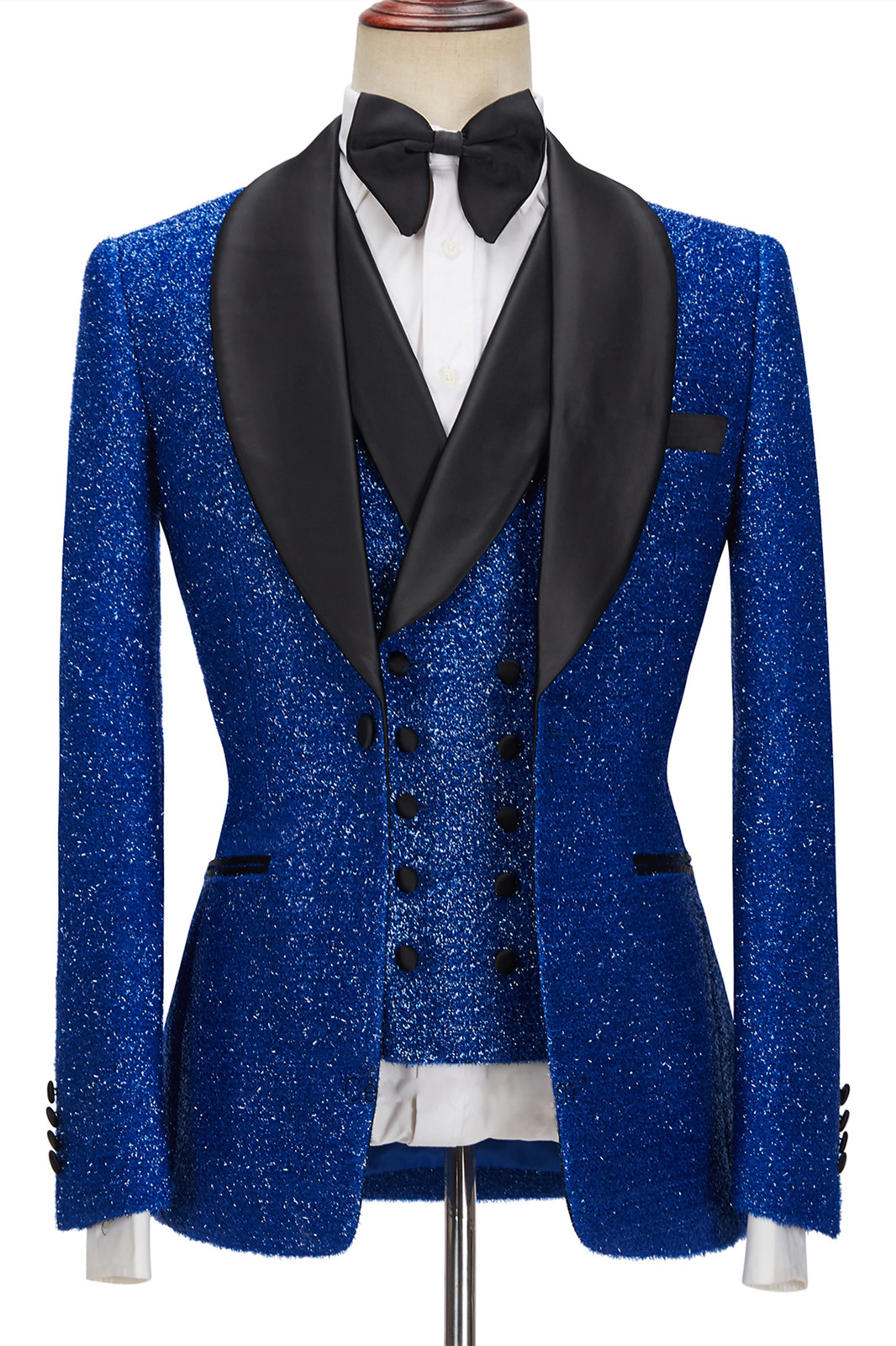Bellasprom Gentle Three Pieces Sparkle One Button Prom Suit For Guys Royal Blue Bellasprom