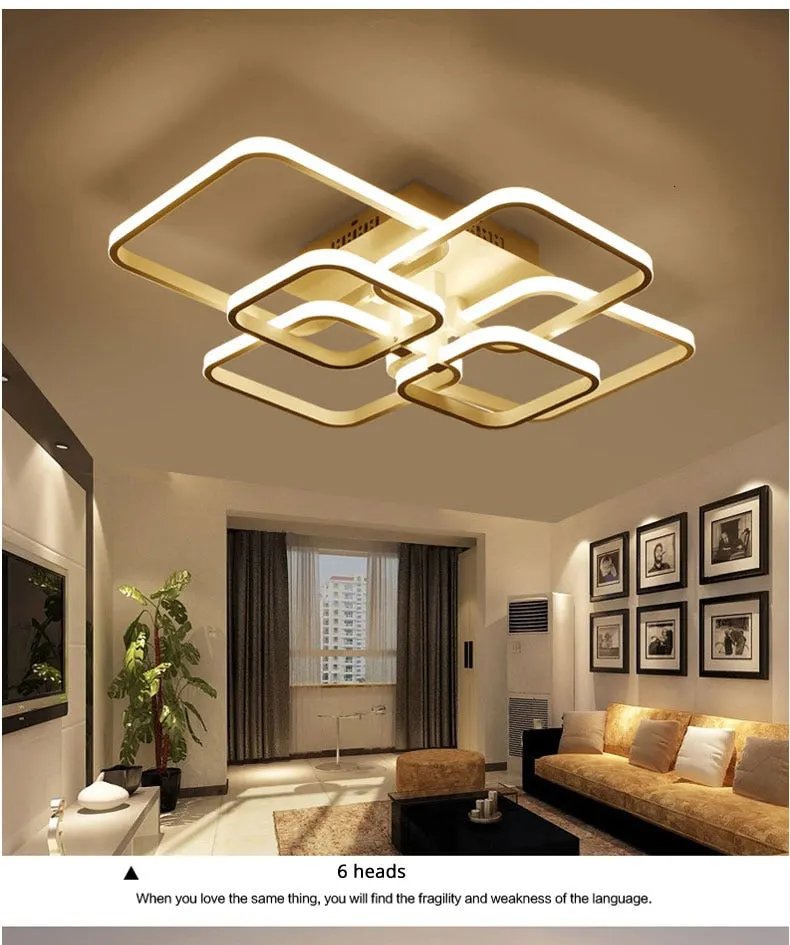 Square Circel Rings Ceiling Lights For Living Room Bedroom Home Modern ...