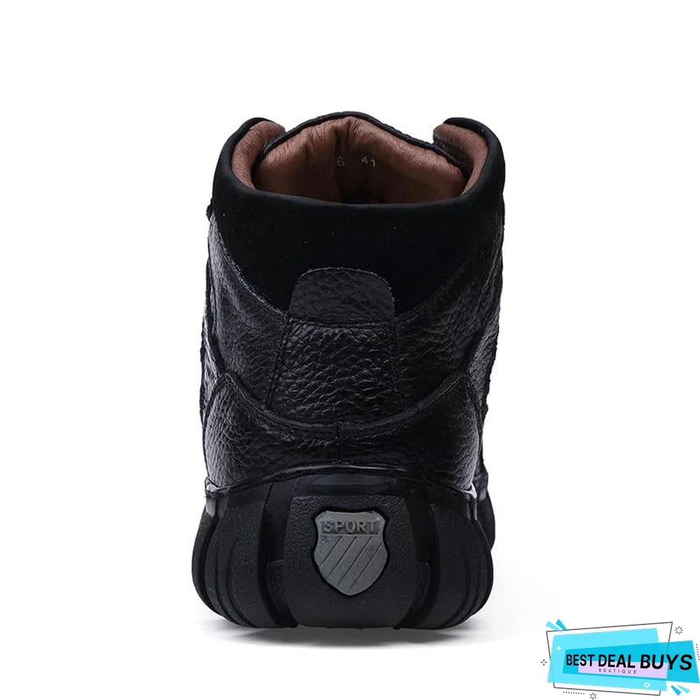 Men's Boots High Quality Super Warm Winter Footwear Men Snow Boots Genuine Leather Men Shoes Men Military Fur Boots