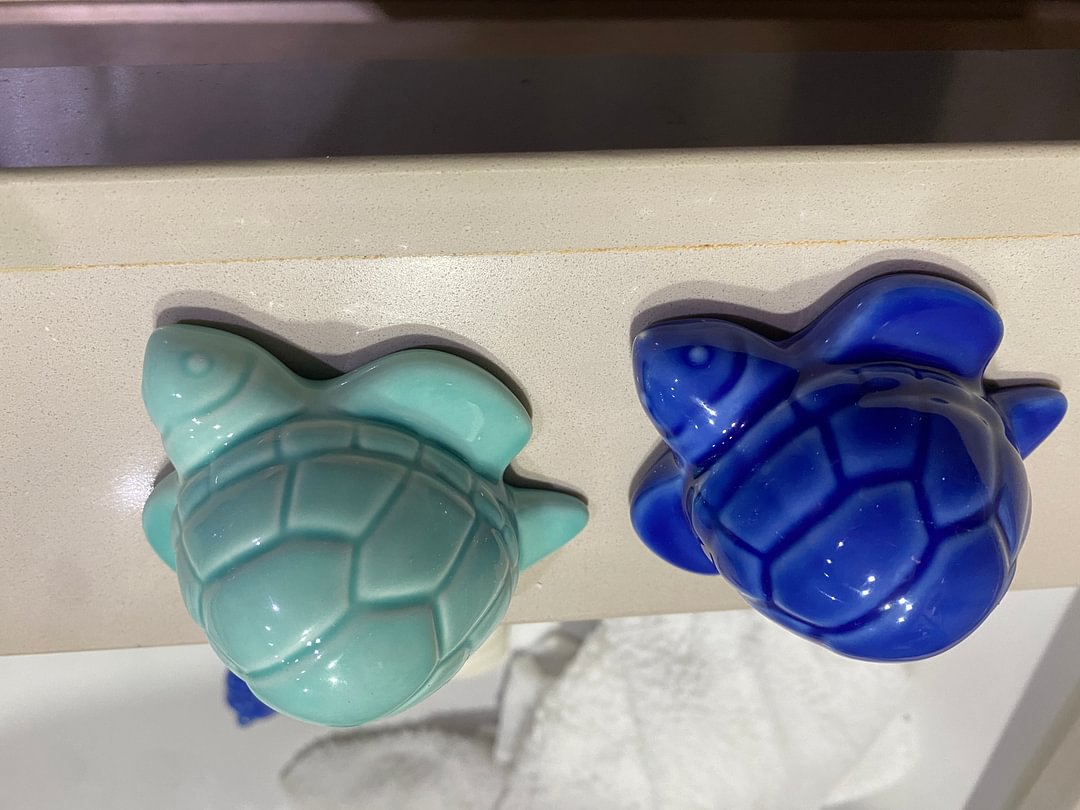  2 Sea Turtle Porcelain Toilet Bolt Covers
