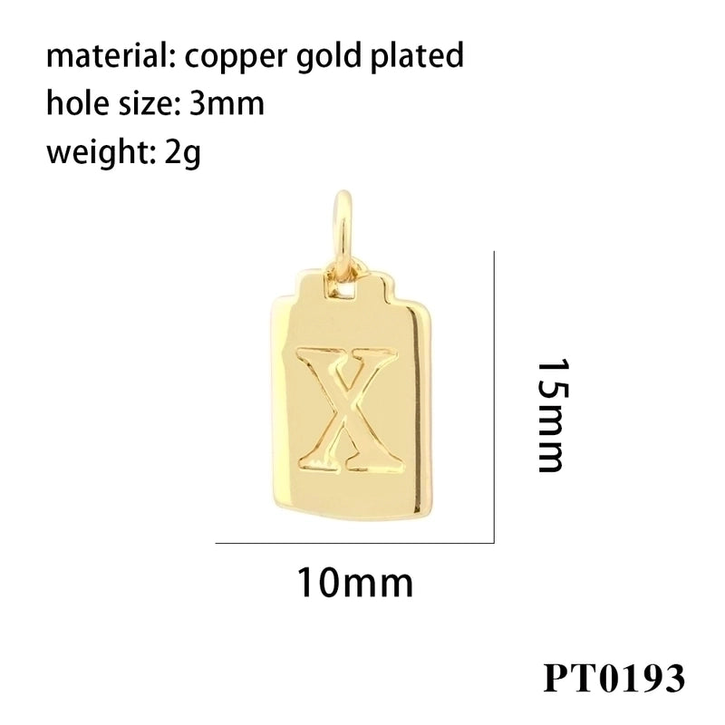 Minimalist Letter Copper Plating 18k Gold Plated Charms