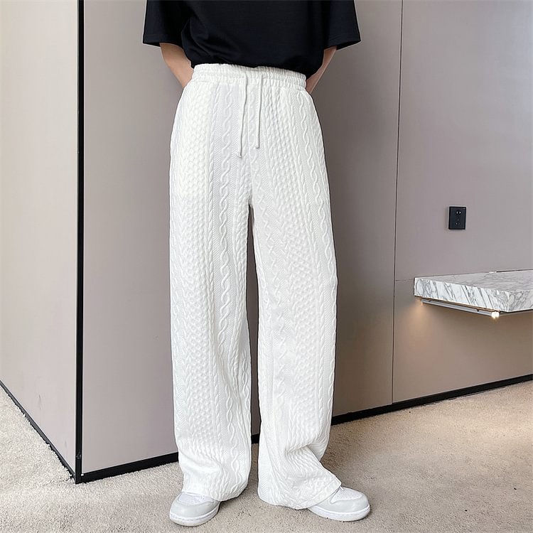 Dawfashion-Design Embossed Pattern Loose Loose Casual Pants-Yamamoto Diablo Clothing