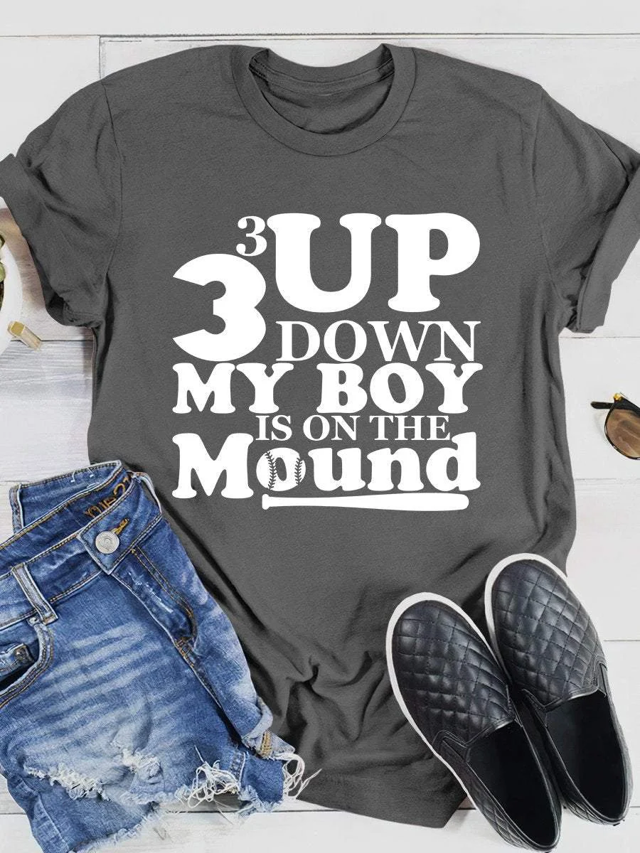 3 Up 3 Down Print Short Sleeve T-shirt