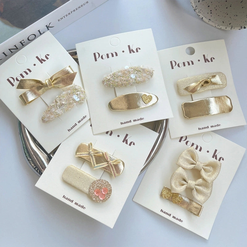 Cute Kid’S Heart Shape Bow Knot Leather Sequins Hair Clip