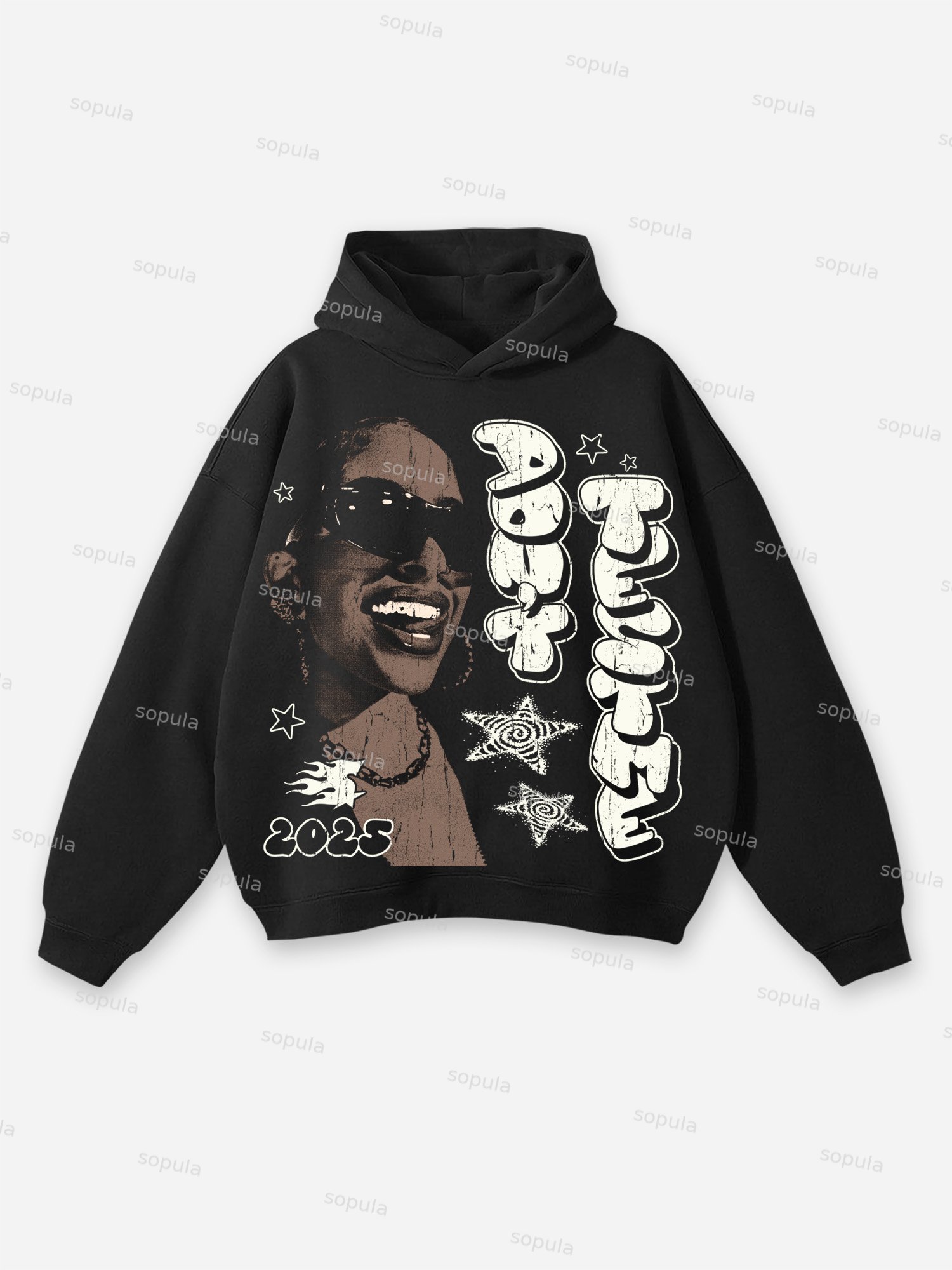Don't Test Me Street Portrait Graphic Cotton Hoodie - SOPULA