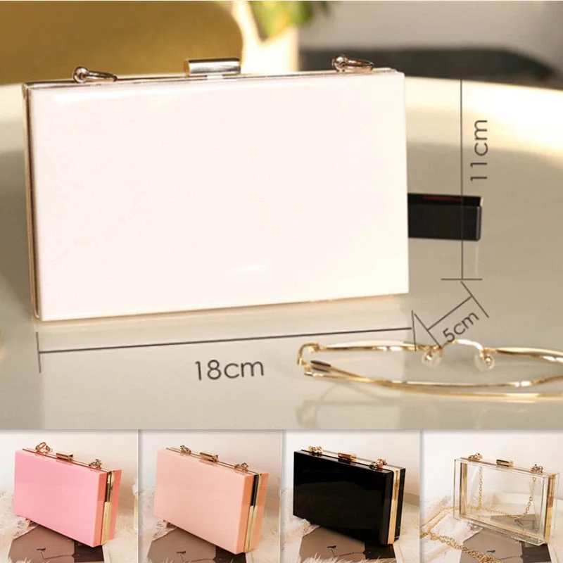 Transparent Ladies Bag 2021 Acrylic Color Box Brand Ladies Evening Dress Portable Messenger Bag Wedding Female Clutch Bag