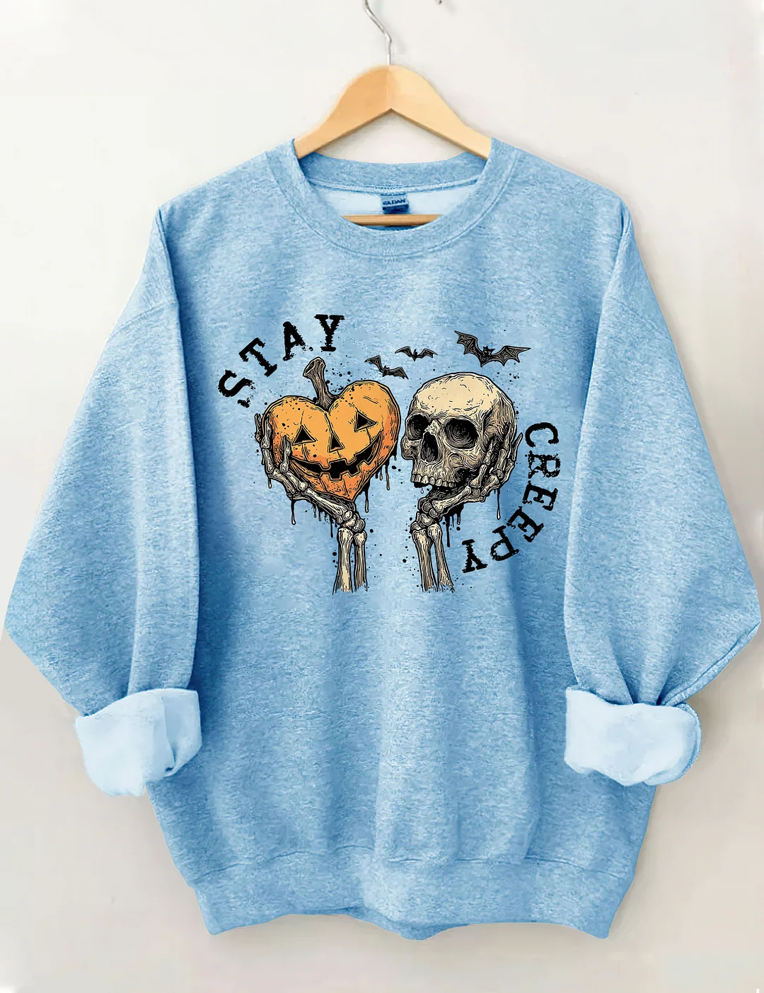 Stay Creepy With Pumpkin And Skull Sweatshirt