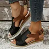 Gioiacombo&trade; Sandali con zeppa con fibbia stile romano da donna
