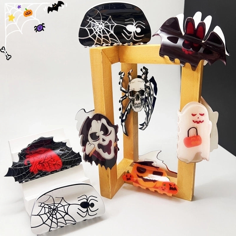 Halloween Hip-Hop Funny Women’s Pumpkin Skull Acetic Acid Sheets Hair Claws