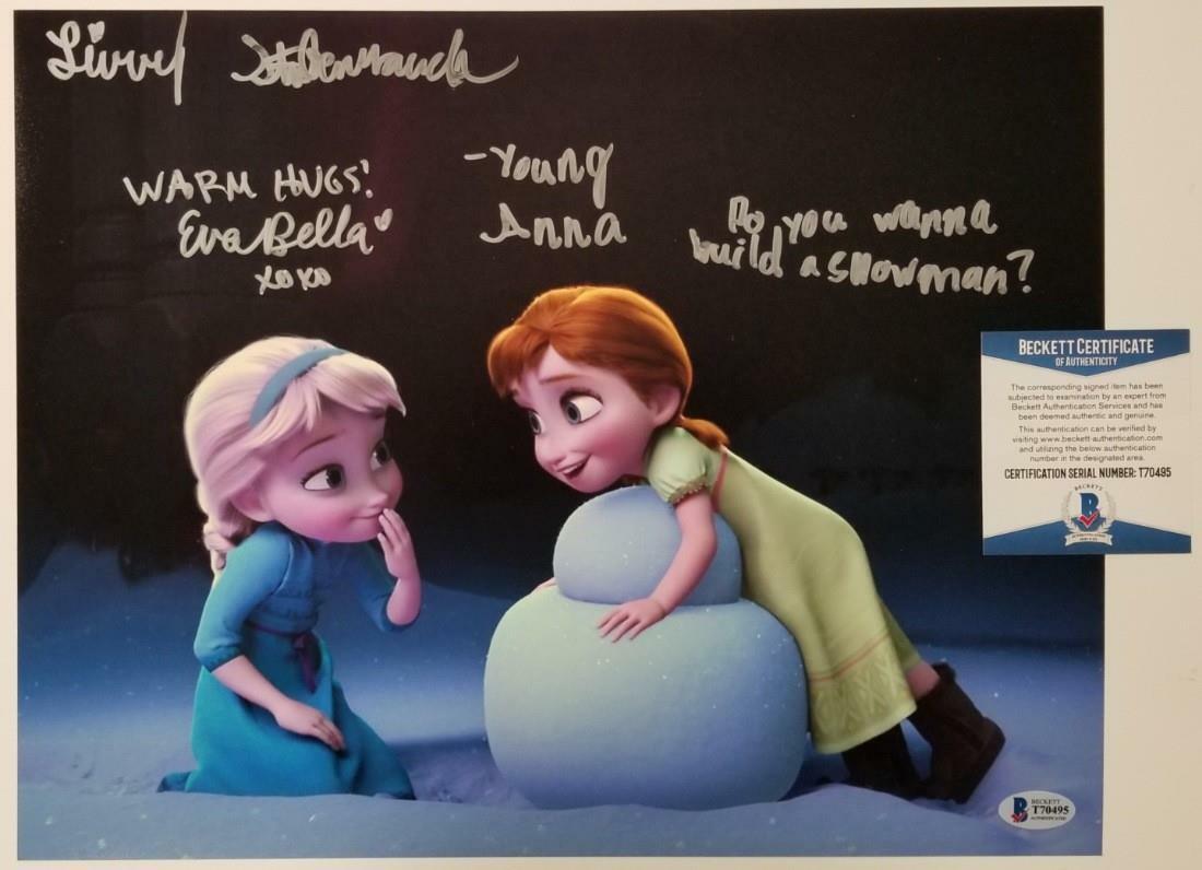 Disney Frozen Livvy Stubenrauch Eva Bella signed 11x14 Photo Poster painting Elsa Anna (A) ~ BAS