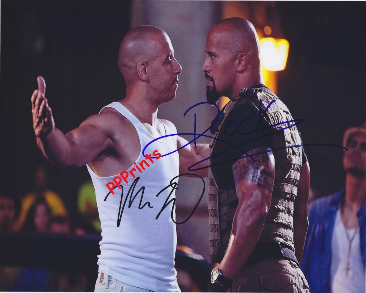 VIN DIESEL and DWAYNE JOHNSON F&F AUTOGRAPH 10X 8