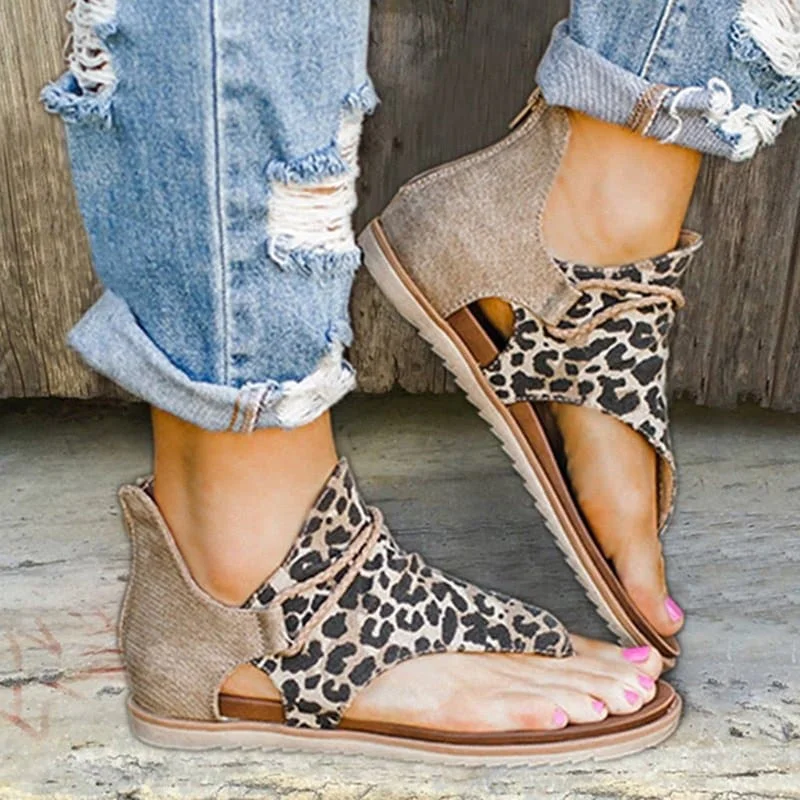 2020 Women Summer Sandals Flats Shoes Woman Bohemia Sandalias Sapato Feminino Zapatos De Mujer Casual Leopard Snake Zebra Shoe