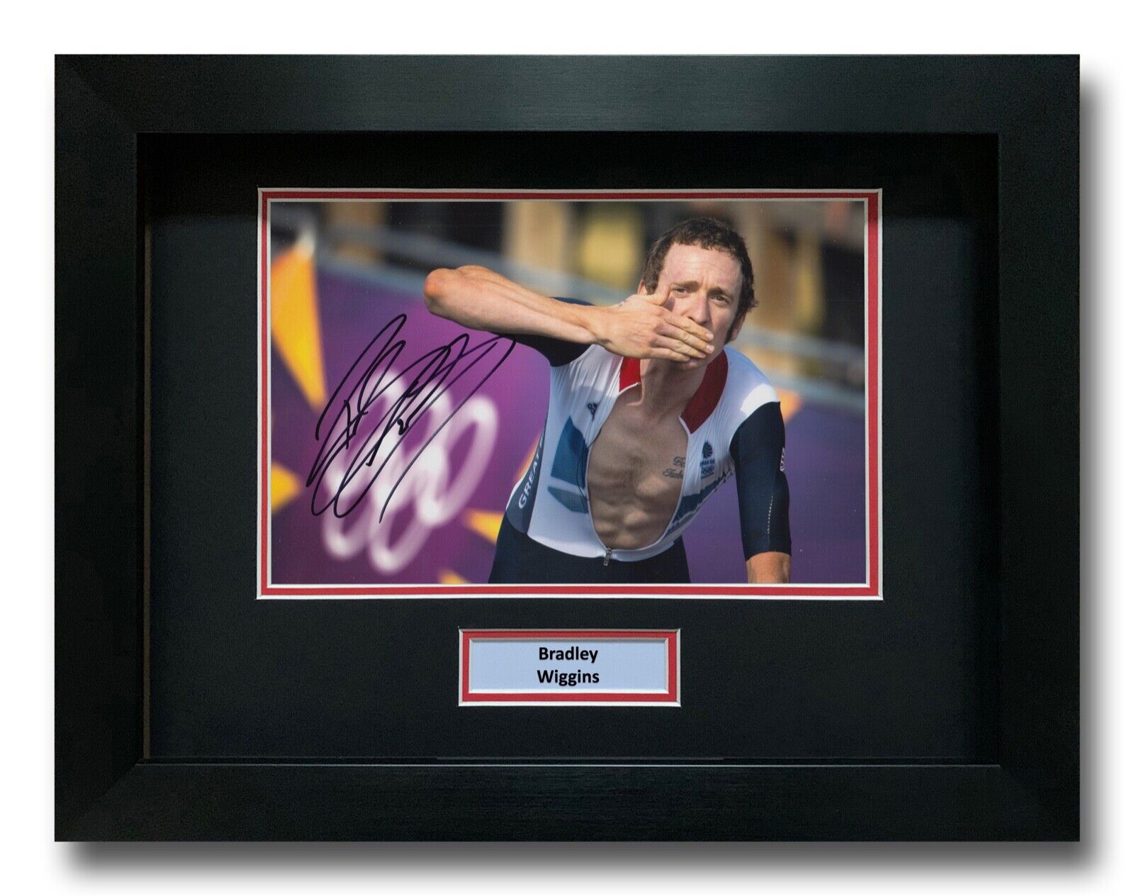 BRADLEY WIGGINS HAND SIGNED FRAMED Photo Poster painting DISPLAY - TOUR DE FRANCE - OLYMPICS 1