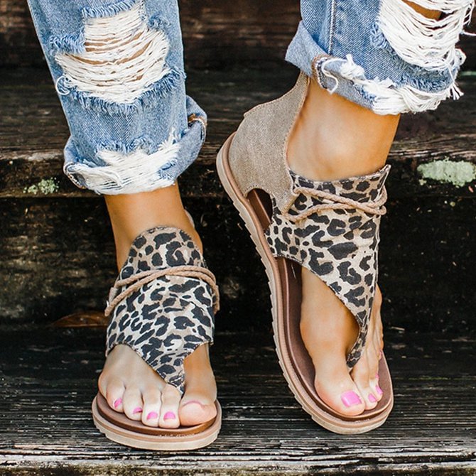 Leopard Snake and Zebra Print Thong Sandals CS57- Fabulory