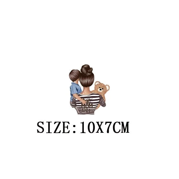 Mom&Baby Heat Sticker On T-shirt DIY Washable Iron On Transfer For Clothing Lovely Design On Clothes Patches Applique Decoration