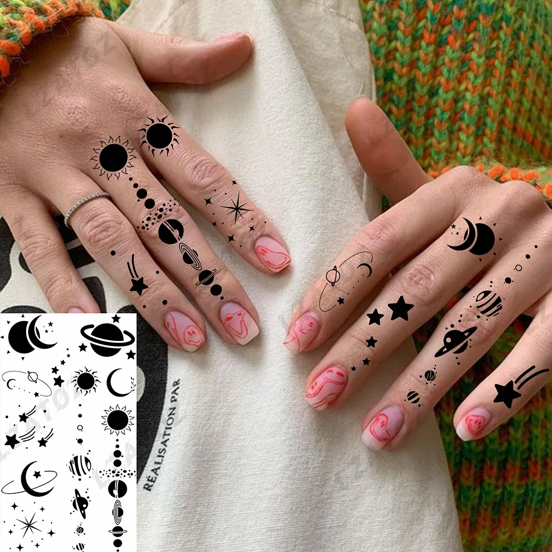 Sdrawing Eye Flower Temporary Tattoos For Woman Adults Rose Butterfly Tiny Fake Tattoo Sticker 3D Finger Waterproof Tatoos