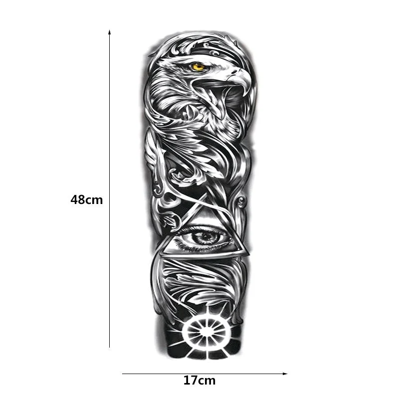 1Sheet Extra Large Temporary Tattoos Full Arm and Eagle ArmTattoo Sleeves for Men Women