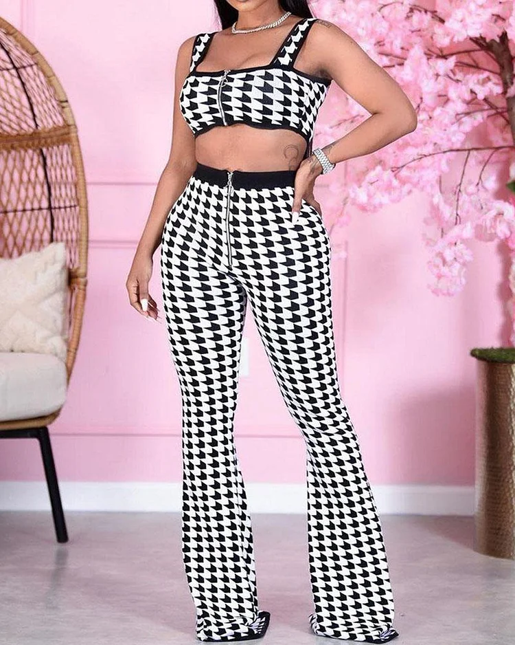 Fashion Sling Houndstooth Two-piece Suit