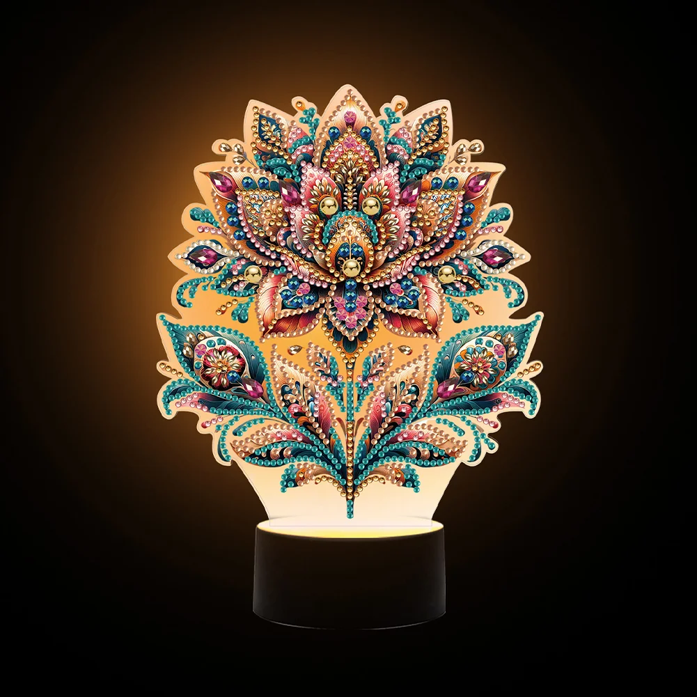 DIY Flower Acrylic Diamond Painting Night Light 5D DIY Diamond Painting Lamp