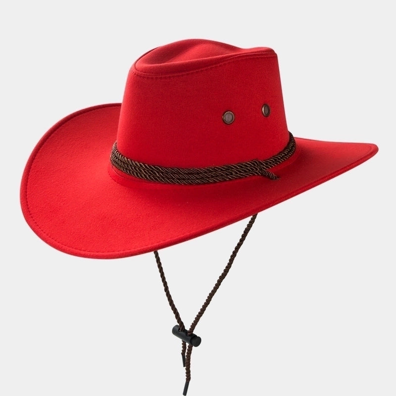 Cowboy Fedora Hat Big Brim Cowboy Hat Suede Outdoor Sun Hat Men’s Riding Hat