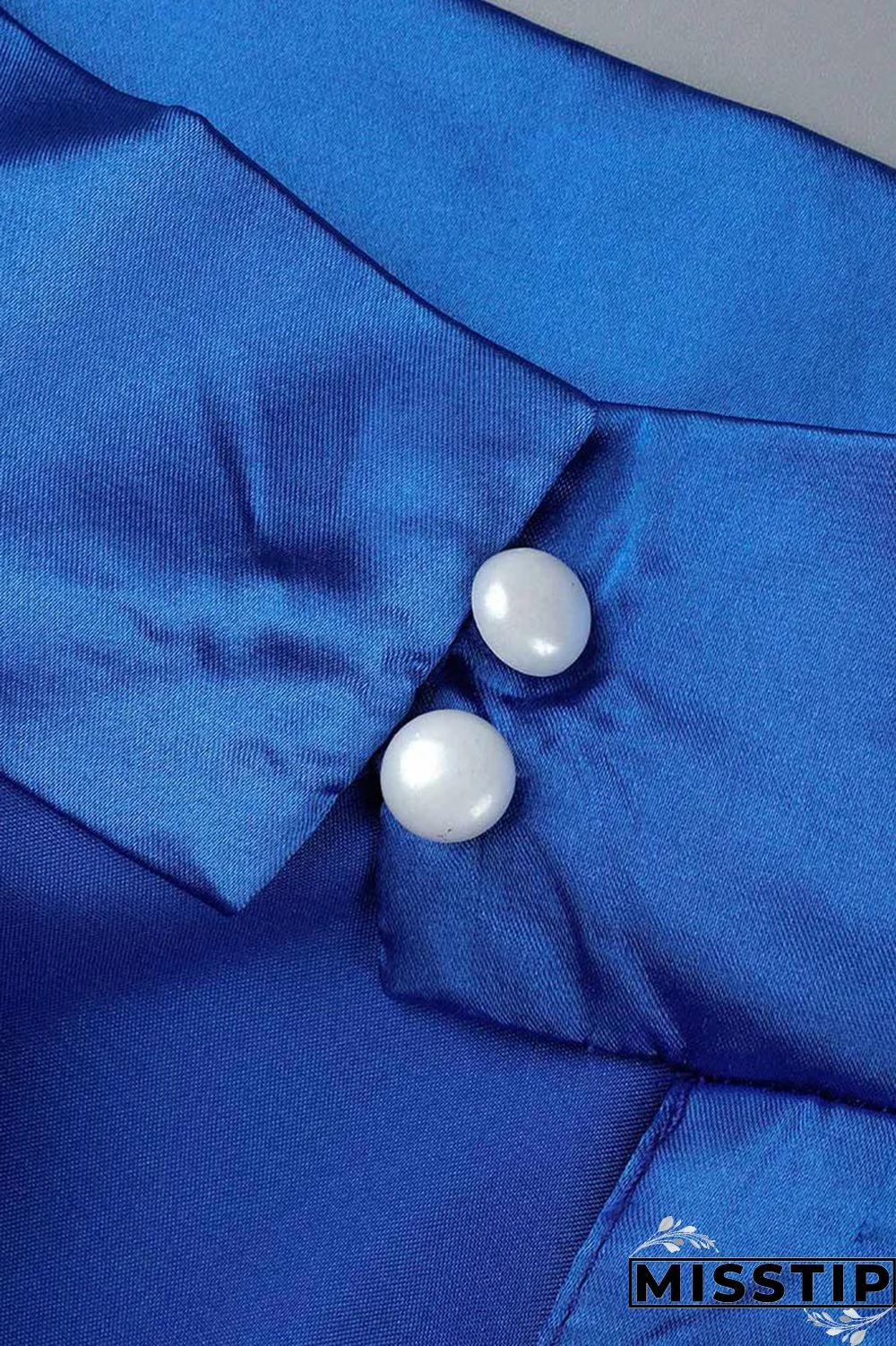 Blue Casual Solid Patchwork Turtleneck Straight Dresses