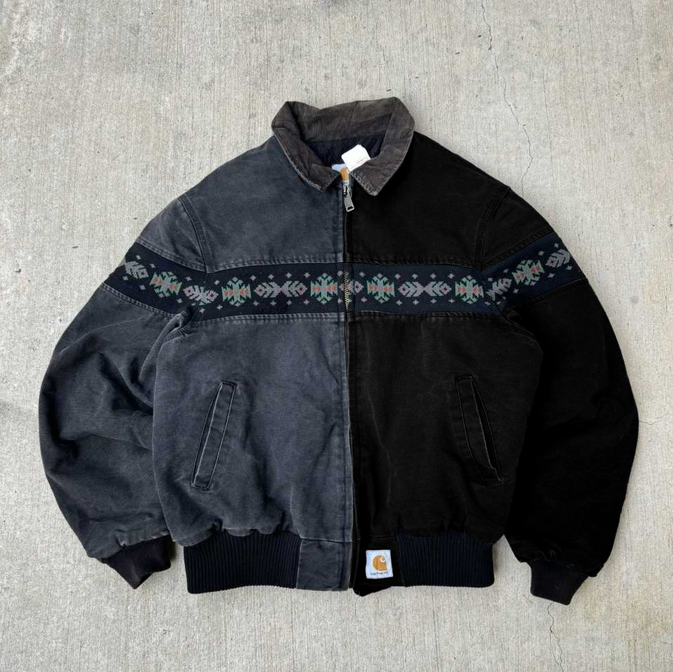 Retro contrast tribal style webbing lined jacket