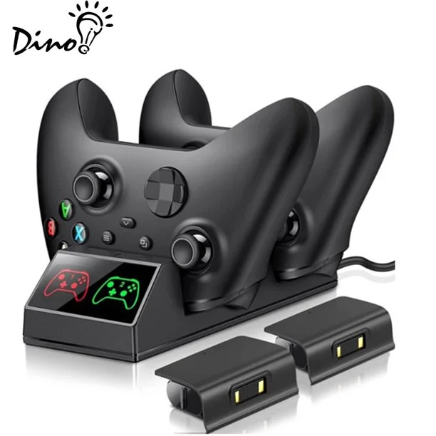 DinoFire Xbox Controller Charger for Xbox Series X|S, Dual Charging Dock with 2x1200mAh Rechargeable Battery Packs