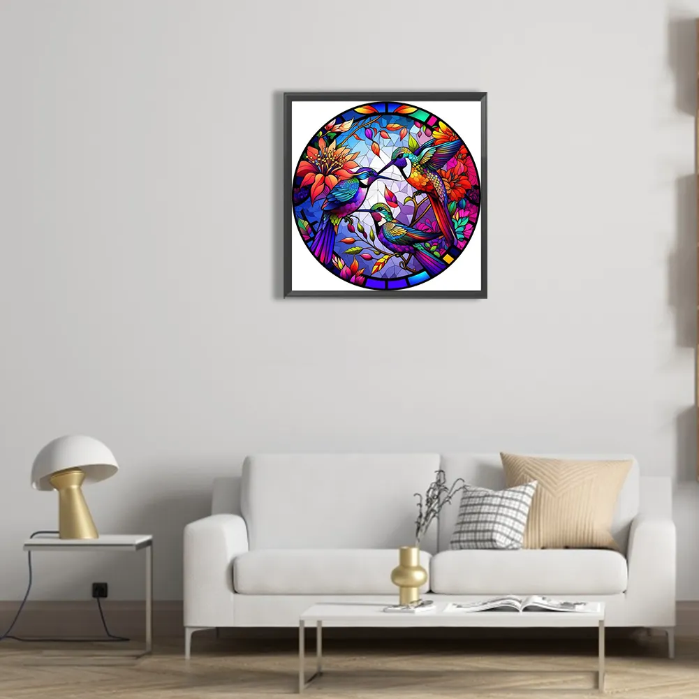 Diamond Painting - Full Round Drill - Stained Glass Birds(Canvas|30*30cm)