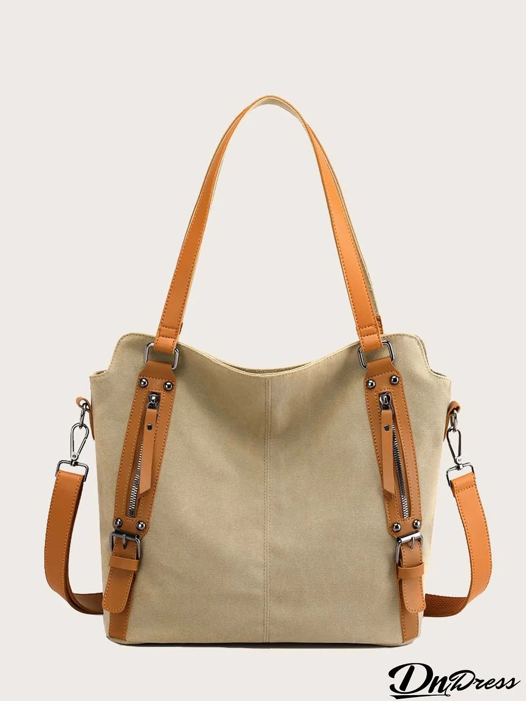 Zipper Decor Bucket Bag