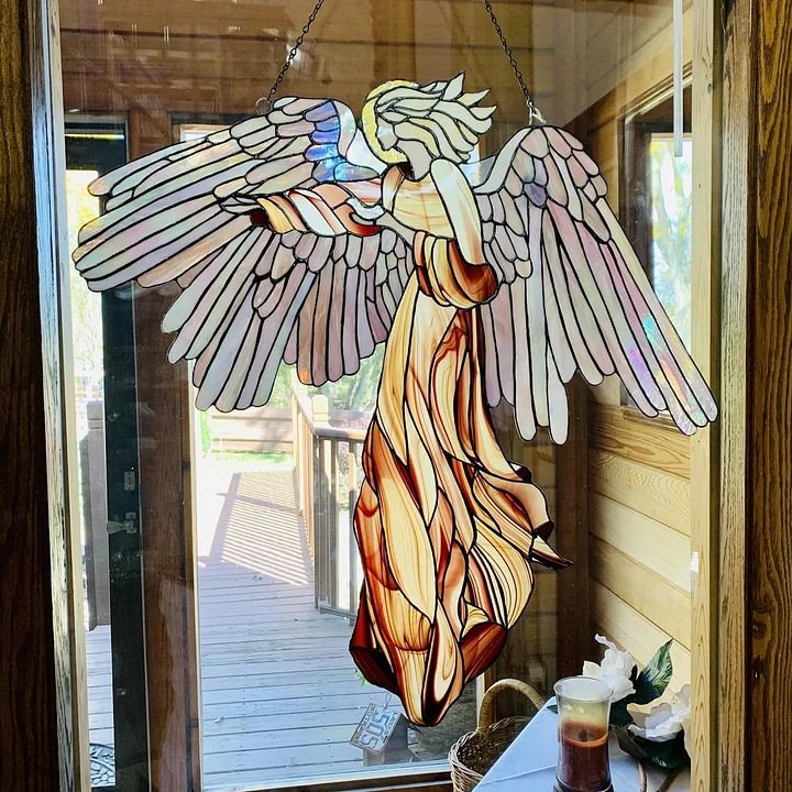 🔥50% OFF🔥Hot Sale Angel With Dove Stained Glass, Garden Decorations, Parlor Decorations