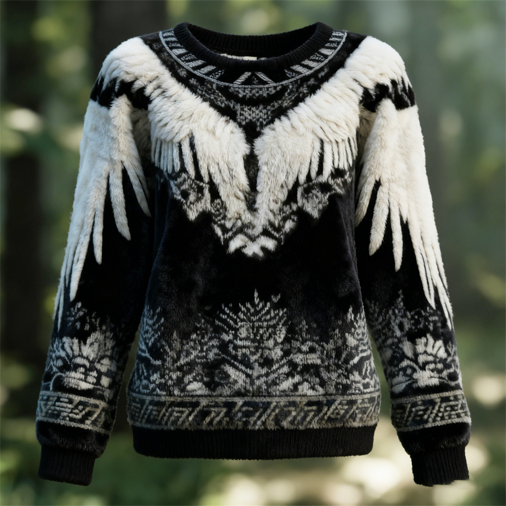 Viking Celtic Wing Design Women's Flannel Sweater elevenforest